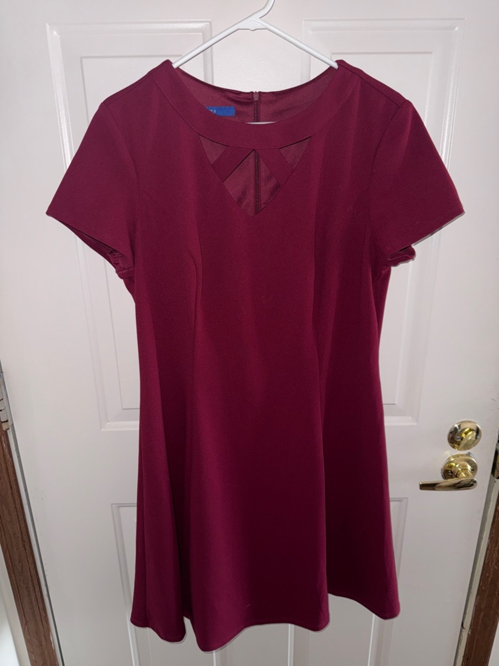 Apt. 9 Burgundy Short-Sleeve A-Line Dress with Cutout